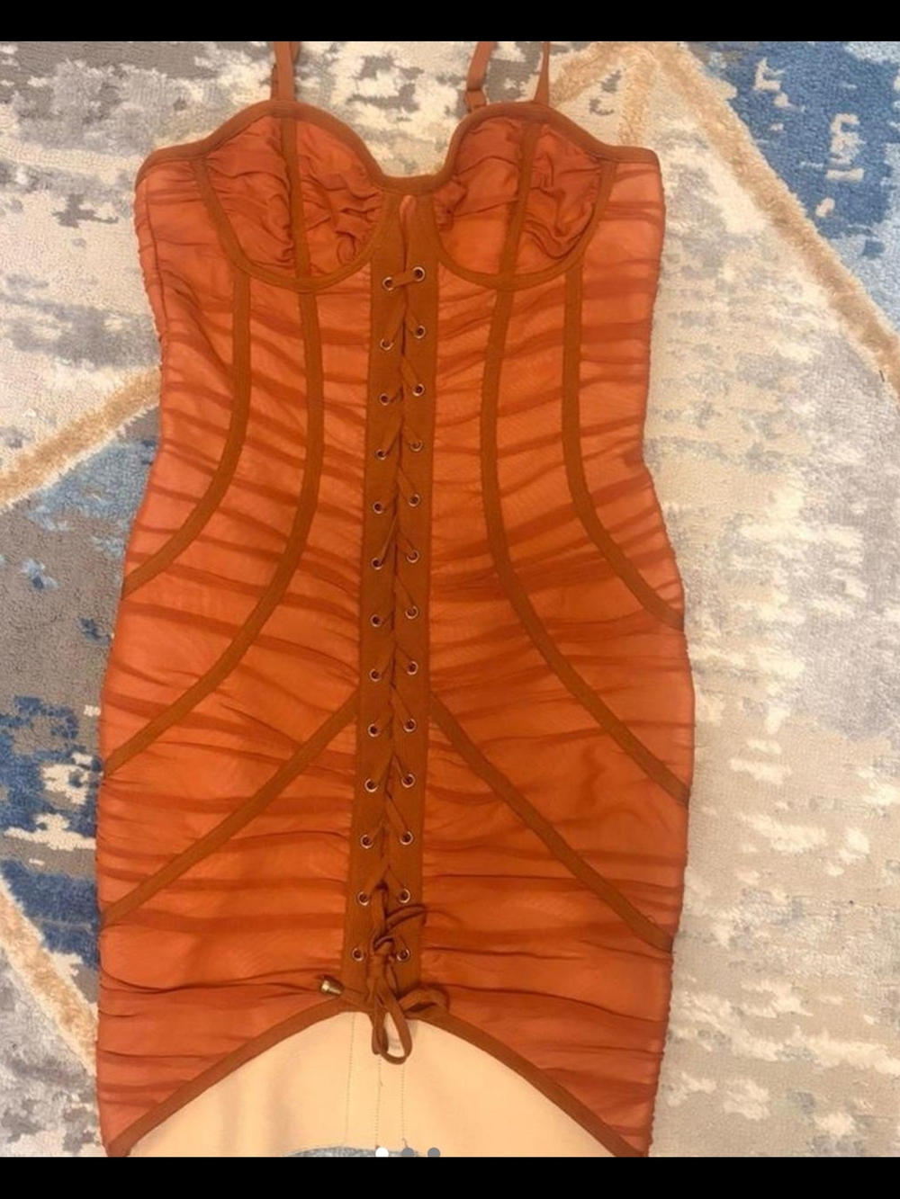 AKIRA Rust-Tone & Nude Contrast Knit Dress